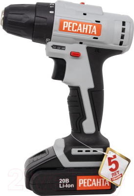 Аккумуляторная дрель-шуруповерт Ресанта ДА-20-2ЛК-Б (75/14/10)