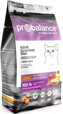 Сухой корм для кошек ProBalance Gourmet Diet Adult с говядиной и ягненком (1.8кг) - фото