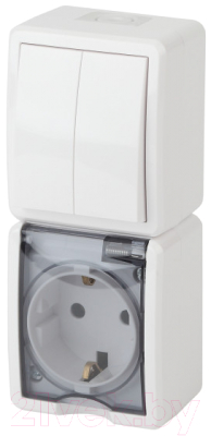 Блок выключатель+розетка ЭРА Эксперт 11-7408-01 / Б0036006 - фото