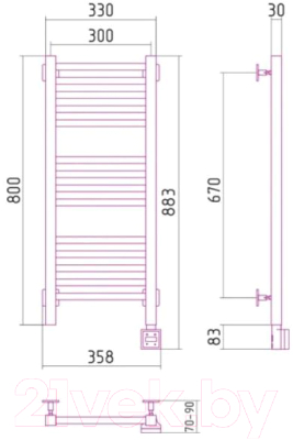 Полотенцесушитель водяной Сунержа Модус 80x30 / 00-0250-8030