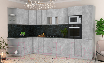 Готовая кухня Интерлиния Мила Лайт 1.68x3.4 левая