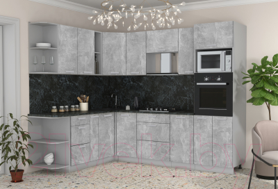 Готовая кухня Интерлиния Мила Лайт 1.88x2.6 левая