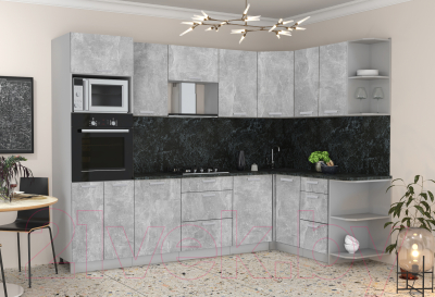 Кухонный гарнитур Интерлиния Мила Лайт 1.68x2.8 правая