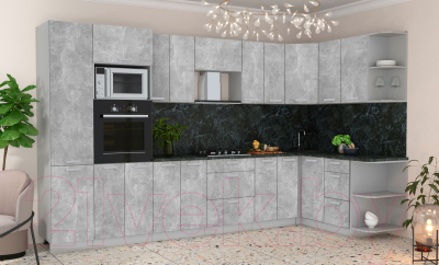 Готовая кухня Интерлиния Мила Лайт 1.68x3.4 правая