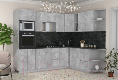 Готовая кухня Интерлиния Мила Лайт 1.88x2.6 правая