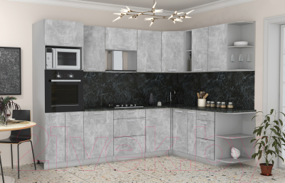 Готовая кухня Интерлиния Мила Лайт 1.88x2.8 правая