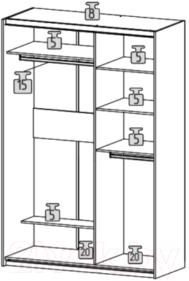 Шкаф MySTAR Вирджиния 1500 100.1843.00 (таксус)