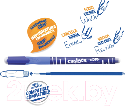 Ручка капиллярная Carioca Oops пиши-стирай / 43039/02