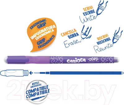 Ручка капиллярная Carioca Oops пиши-стирай / 43039/09