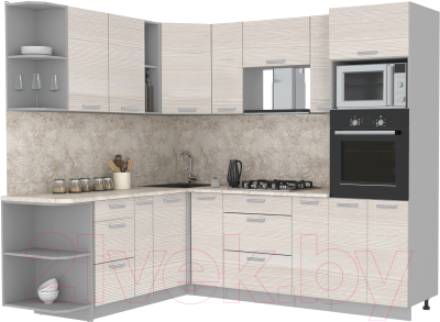 Готовая кухня Интерлиния Мила Лайт 1.88x2.4 левая - фото