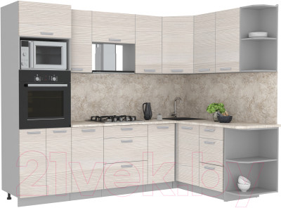 Готовая кухня Интерлиния Мила Лайт 1.68x2.6 правая - фото
