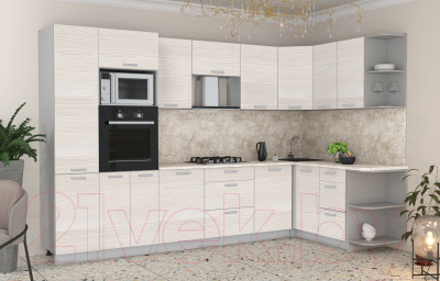 Готовая кухня Интерлиния Мила Лайт 1.68x3.2 правая