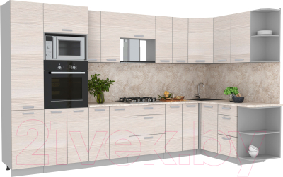 Готовая кухня Интерлиния Мила Лайт 1.68x3.4 правая - фото