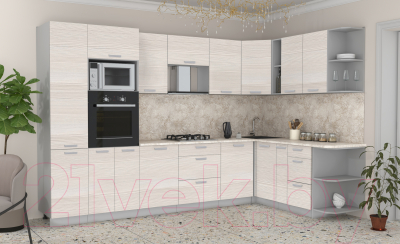 Готовая кухня Интерлиния Мила Лайт 1.88x3.2 правая