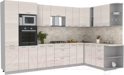 Готовая кухня Интерлиния Мила Лайт 1.88x3.4 правая - фото