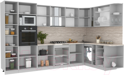 Готовая кухня Интерлиния Мила Лайт 1.88x3.4 правая