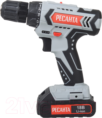 Аккумуляторная дрель-шуруповерт Ресанта ДА-50Л2-18А (75/14/9) - фото