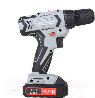 Аккумуляторная дрель-шуруповерт Ресанта ДА-50Л2-18А (75/14/9)