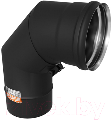 Поворот дымохода Ferrum Эмаль 600° Угол 90° 430/0.8мм Ф115 / f6137 (черный) - фото