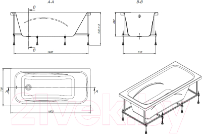 Ванна акриловая Roca Line 160x70 / ZRU9302985 (с экраном)