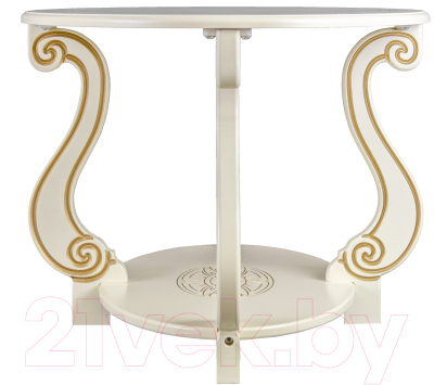 Журнальный столик Мебелик Овация М (слоновая кость/золото)