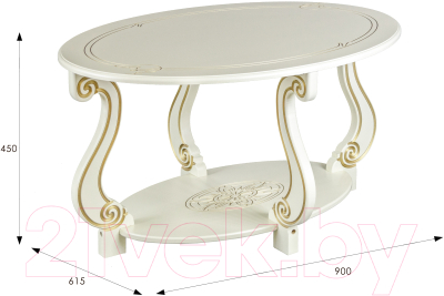 Журнальный столик Мебелик Овация М (слоновая кость/золото)