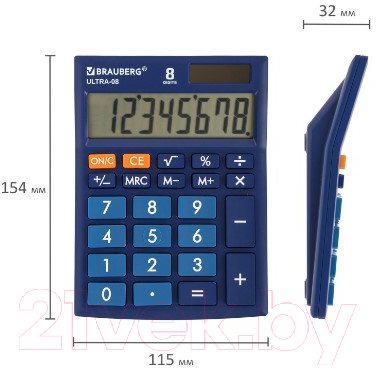 Калькулятор Brauberg Ultra-08-BU / 250508