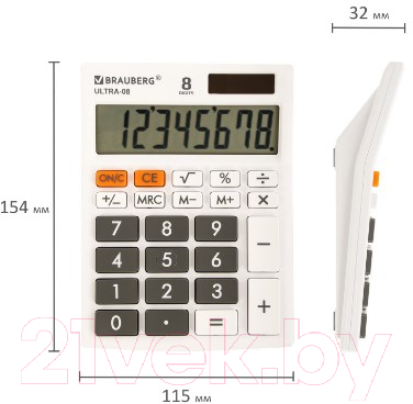 Калькулятор Brauberg Ultra-08-WT / 250512