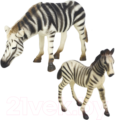 Набор фигурок коллекционных Masai Mara Мир диких животных. Семья зебр / MM211-110 - фото