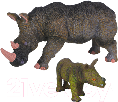 Набор фигурок коллекционных Masai Mara Мир диких животных. Семья носорогов / MM211-112 - фото