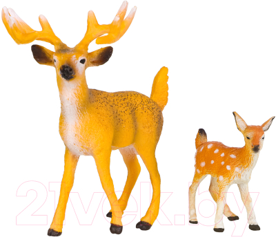 Набор фигурок коллекционных Masai Mara Мир диких животных. Семья оленей / MM211-145 - фото