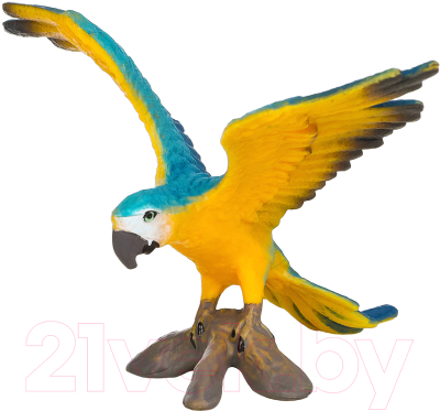 Фигурка коллекционная Masai Mara Мир диких животных. Птица попугай сине-желтый ара / MM211-167 - фото