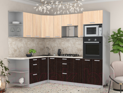 Готовая кухня Интерлиния Мила Лайт 1.68x2.4 левая