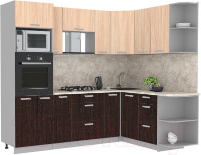 Готовая кухня Интерлиния Мила Лайт 1.68x2.4 правая - фото