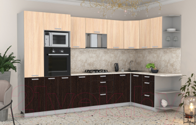 Готовая кухня Интерлиния Мила Лайт 1.68x3.2 правая