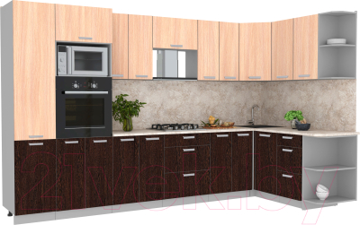 Готовая кухня Интерлиния Мила Лайт 1.68x3.4 правая - фото