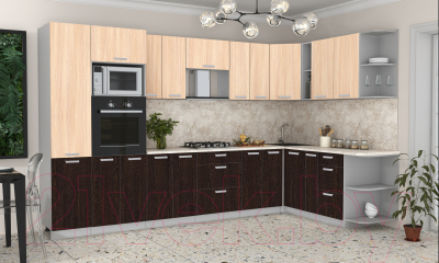 Готовая кухня Интерлиния Мила Лайт 1.88x3.4 правая