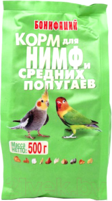 Корм для птиц Бонифаций Основной рацион для нимф и средних попугаев - фото