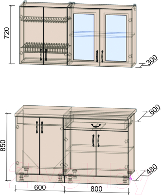 Готовая кухня Интерлиния Мила Крафт 1.4 А