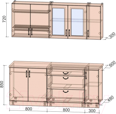 Готовая кухня Интерлиния Мила Крафт 1.9 Б