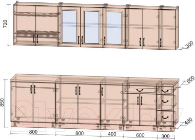 Готовая кухня Интерлиния Мила Крафт 3.0 А