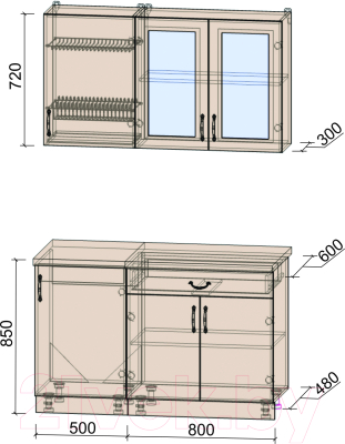 Готовая кухня Интерлиния Мила Крафт 1.3 А