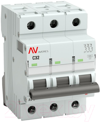 Выключатель автоматический EKF Averes AV-6 3P 32A (C) 6kA / mcb6-3-32C-av - фото