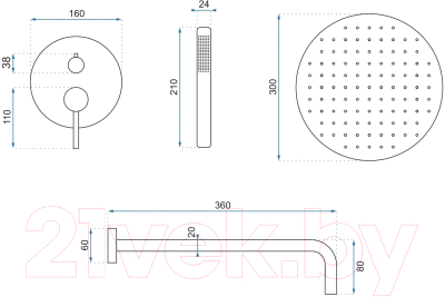 Душевая система REA Lungo Matt Gold P4160