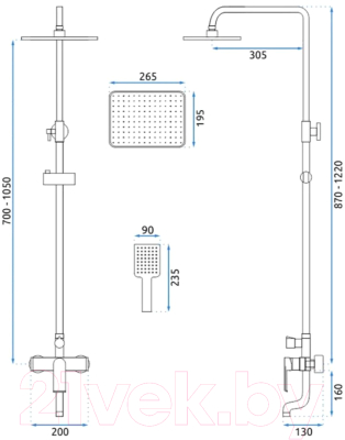 Душевая система со смесителем REA Hass Black REA-B9968