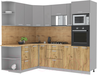 Готовая кухня Интерлиния Мила Лайт 1.68x2.4 левая - фото