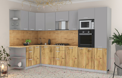 Готовая кухня Интерлиния Мила Лайт 1.68x3.2 левая