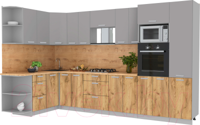 Готовая кухня Интерлиния Мила Лайт 1.68x3.4 левая - фото