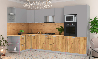 Готовая кухня Интерлиния Мила Лайт 1.68x3.4 левая