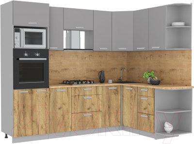 Готовая кухня Интерлиния Мила Лайт 1.68x2.6 правая - фото